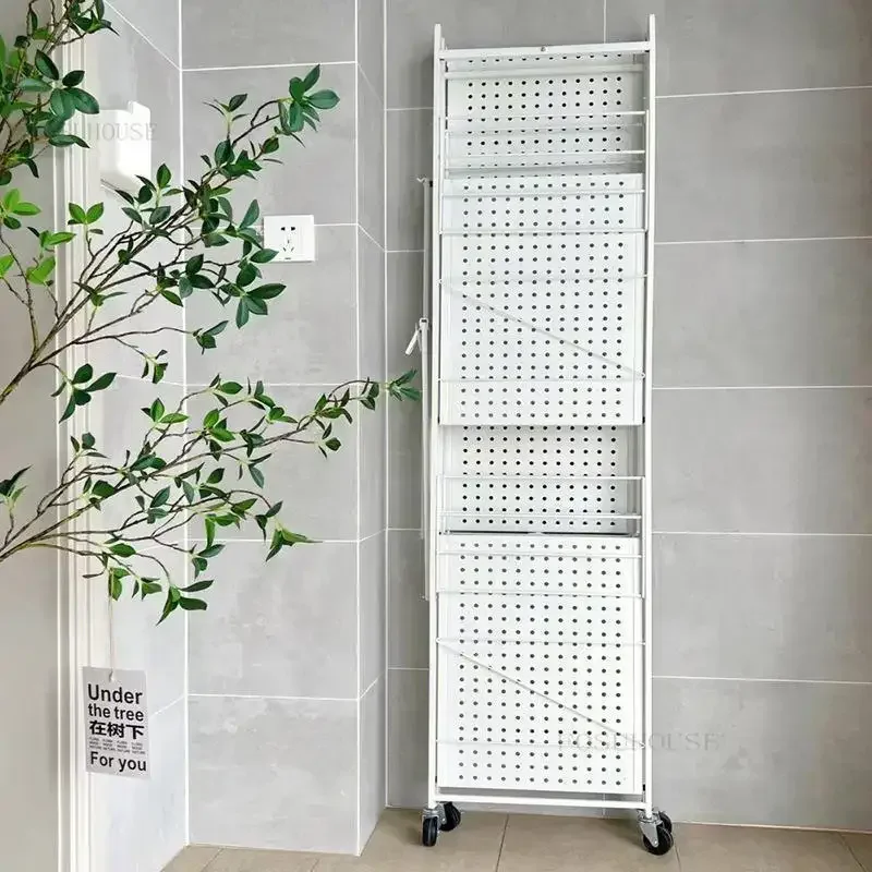 Nordic iron Kitchen Cabinets Folding Storage Rack Multi-layer Kitchen Pan Microwave Storage Rack Home Bathroom Mobile R