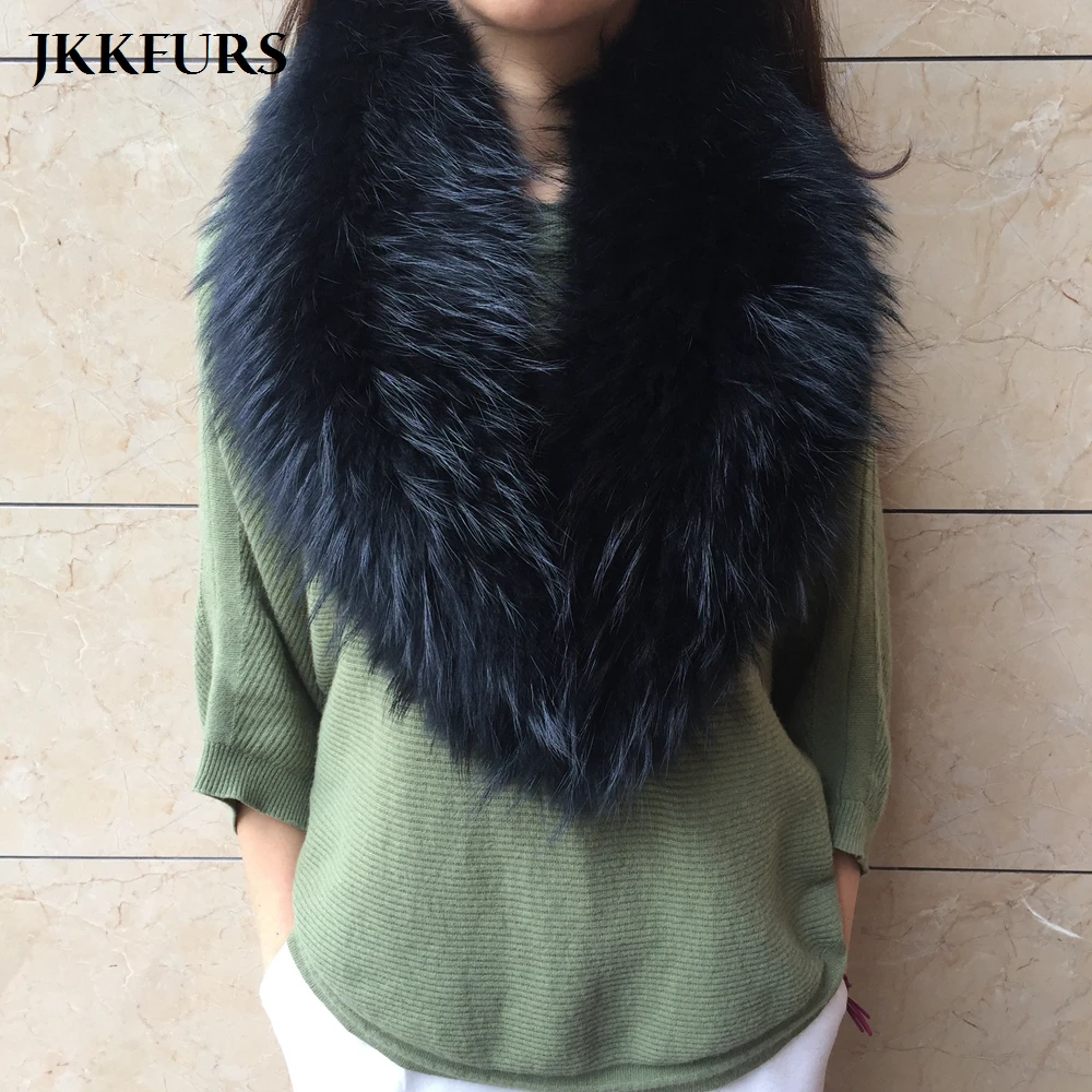 

Women's Magnetic Real Raccoon Fur Big Collar Fashion Style Scarf 90cm/100cm Winter Neck Warm Thick Fur S7230
