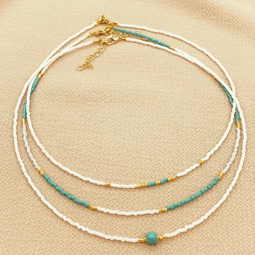 Ожерелье Go2Boho из бирюзы крошечное ожерелье бисера чокер натурального камня для