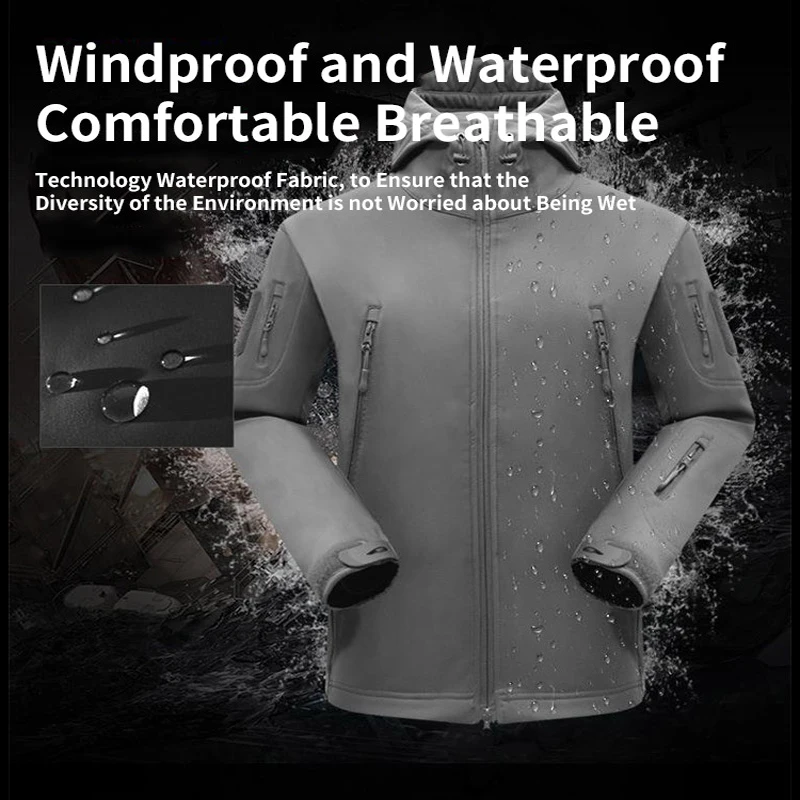 Hiking Jackets Waterproof Hiking Jackets Waterproof Jacket Waterproof Coats Softshell Jackets Tactical Combat Suit Tactical Jacket + Pants Set Men Outdoor Sport Windproof Waterproof Hooded