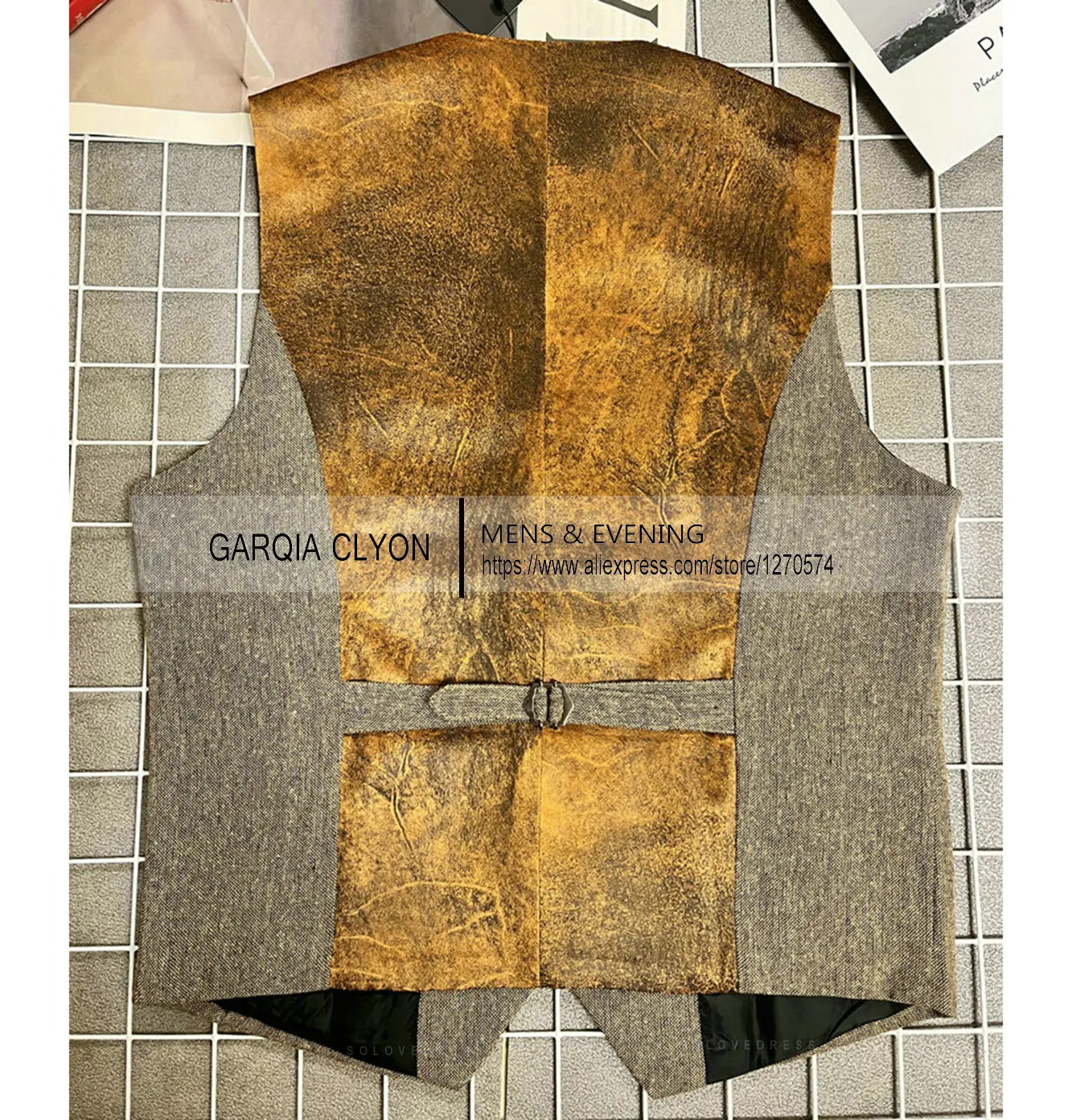 Mens Suit Brown Vest Lapel Neck Wool Waistcoat Casual Formal Double-breasted Business Slim Fit Vest Groomman For Wedding 3