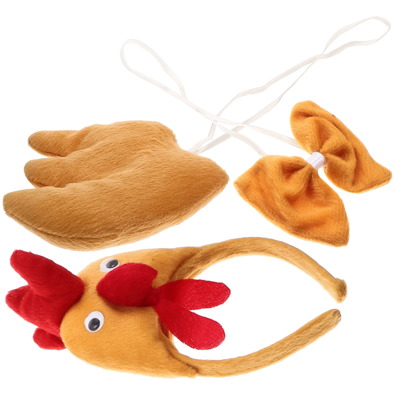 Three Piece Set Animal Headband Chicken Costume Easter Party Bow Tie Tail Hairband Headwear Accessories Costumes