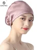 Birdtree 100% Mulberry Silk Turban Bonnets Female Double Layered Sleeping Night Wrap Cap For Curly Ladies A34317M 1