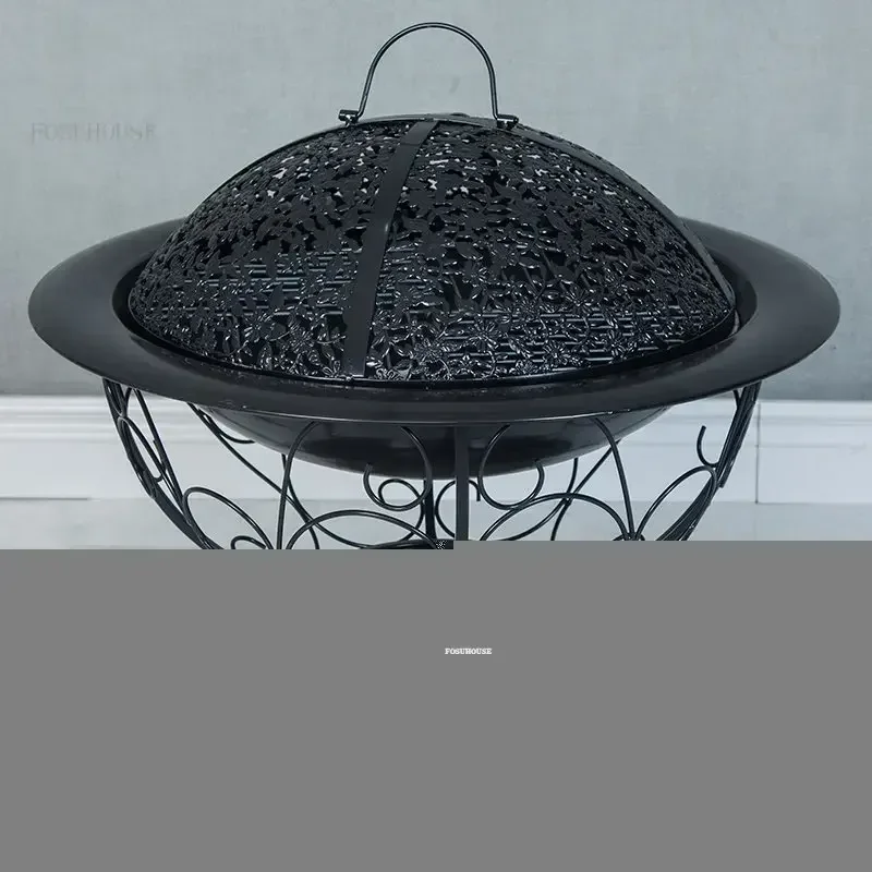 Outdoor Courtyard Heating Stove Multifunctional Fire Pits Household Heating Brazier Portable Camping BBQ Grill Charcoal Stove Y
