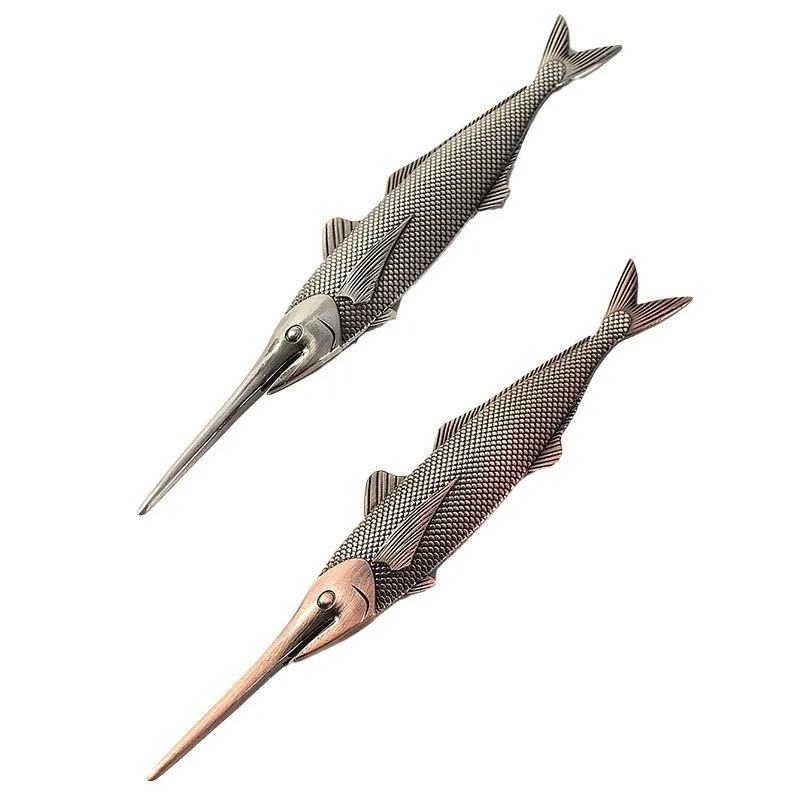Copper Fish Shaped Copper Alloy Tea Knife Household Pu Erh Tea Needle Tool Accessories Cake Splitting Needle ZE991