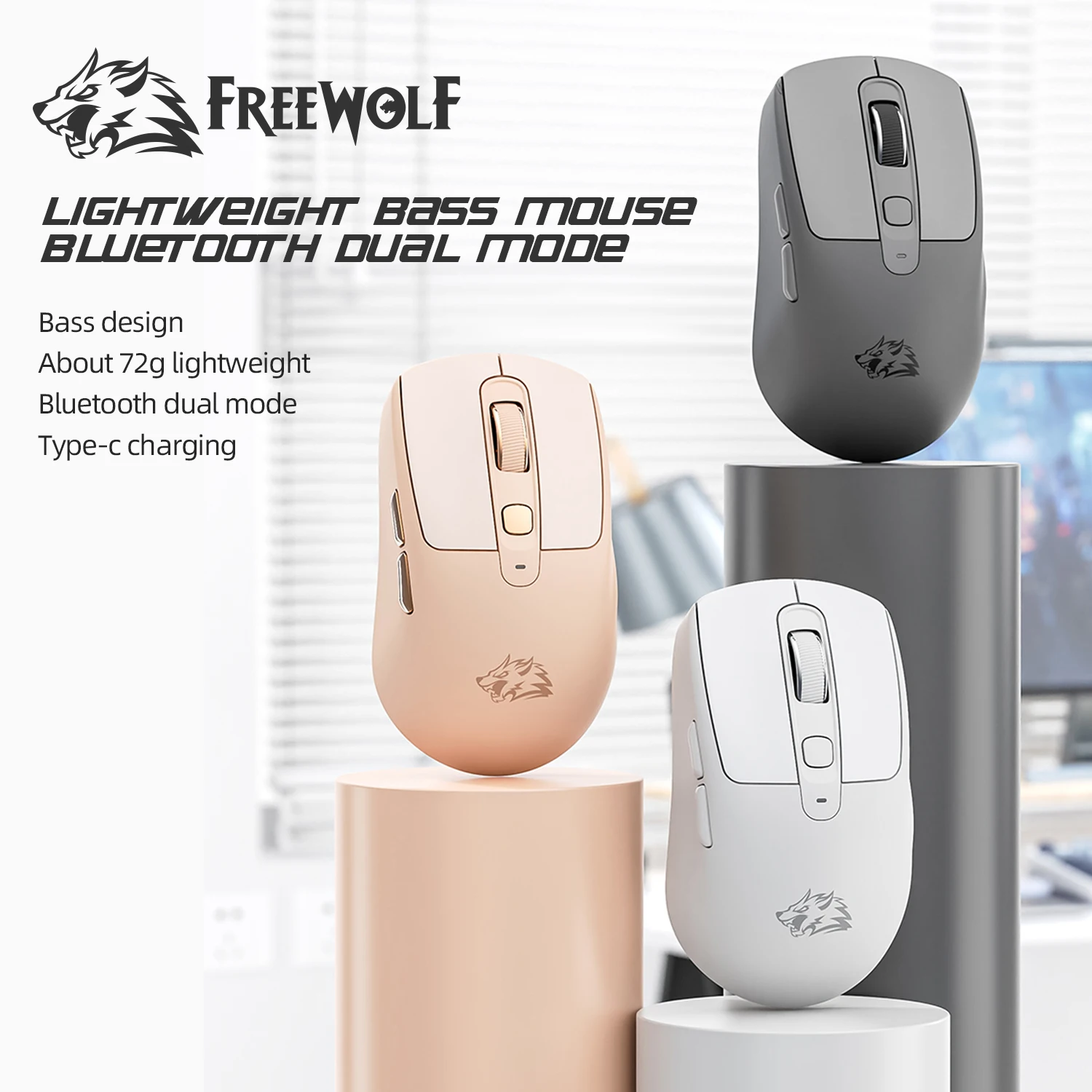 A3 Wireless Mouse Silent ABS Bluetooth Dual Mode Power Linght 5-Speed DPI PAW3212 Chip Silent Design Wireless Mouse Wireless Optical Mouse