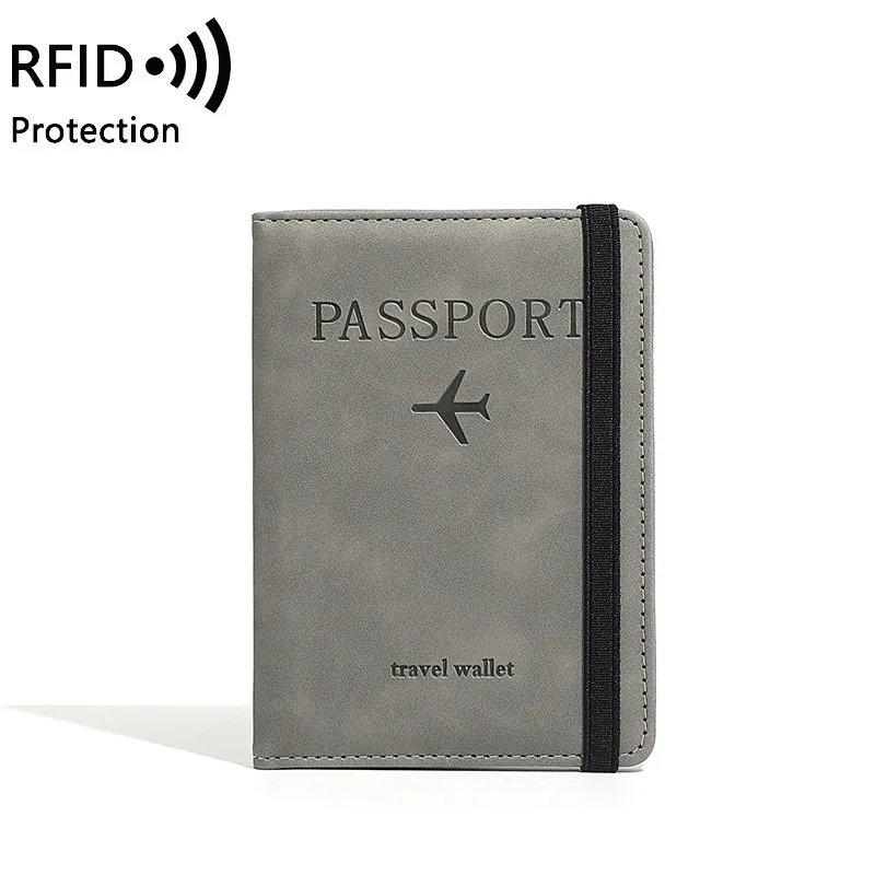 RFID Blocking Leather Passport Holder Wallet for Men Women Travel Anti Theft Credit Card Holder Slim Document Organizer Case