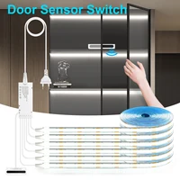 Smart Door Sensor Control 12V COB LED Strip Under Cabinet Lights Closet Wardrobe,Wine Cabinet Double Door Home Decor Lighting