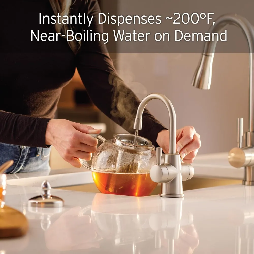 50 Instant Hot and Cold Water Dispenser System, 2-Handle Drinking Water Faucet in Satin Nickel with 2/3-Gallon,