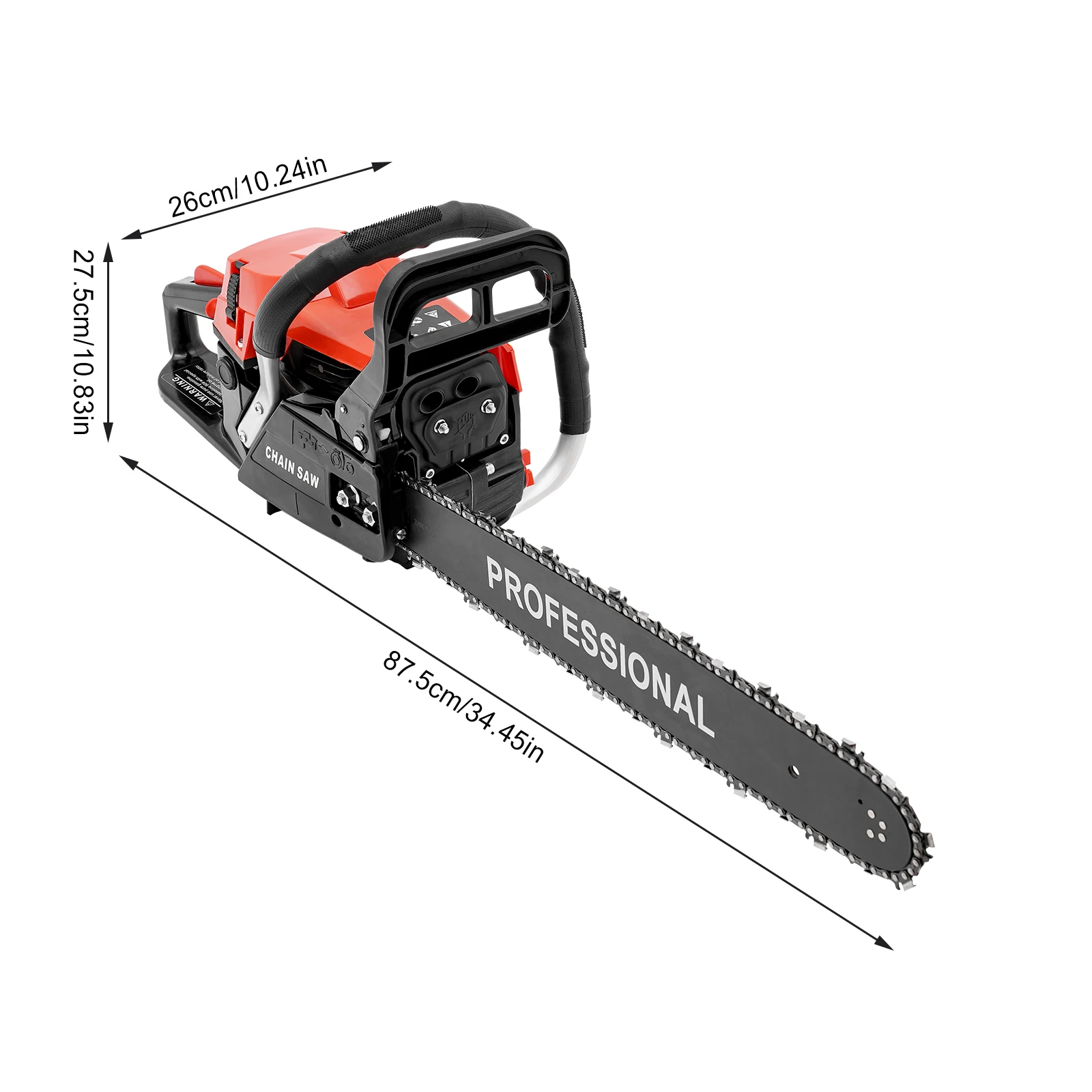 20 Inch Gasoline Chainsaw 2-Stroke Handheld Petrol Chainsaw 2KW 58CC for Wood Cutting Tree Pruning