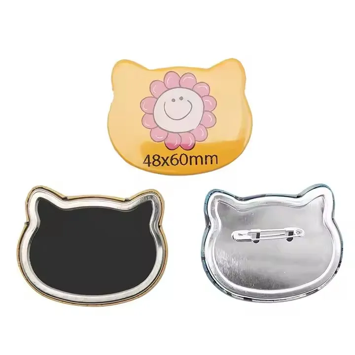 N3 Cat Shape 48x60mm Badge Button Maker Machine +100 Sets Metal Pinback Supplies + Mould + Stand Cutter