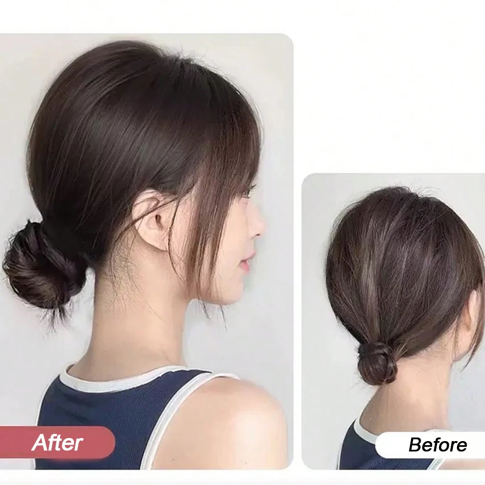 2PCS Messy Human Hair Bun Chignon With Elastic Rubber Band Stretchy 100% Human Hair Scrunchies Hair Bun Donut Elegant Ponytail