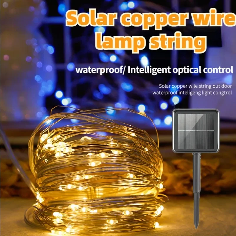 7M 50LED Solar String Fairy Lights Outdoor Path Garlands Lamp Patio Waterproof Christmas Wedding Yard Garden Street Lights