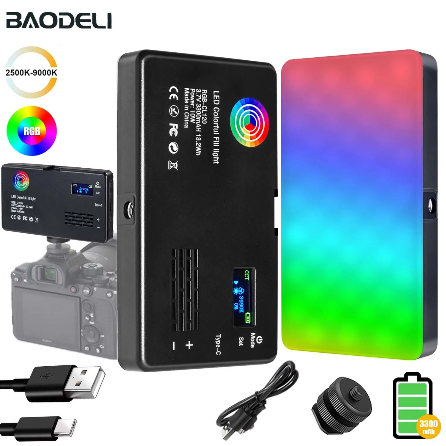 LED-RGB-Camera-Light-Full-Color-Output-Video-Light-Kit-Dimmable-2500K ...