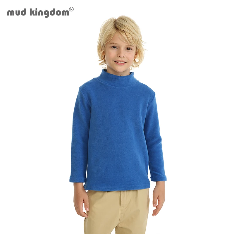 

Mudkingdom Kids Fleece Shirts Warm Boys Girls Turtleneck T-Shirts Solid Long Sleeve Thermal Pullover Tops Fall Winter Clothes