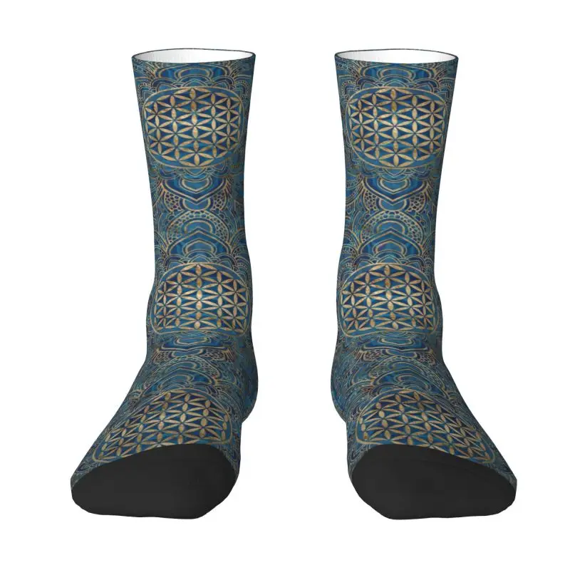 

Cute Mens Flower Of Life In Lotus Mandala Dress Socks Unisex Warm Breathbale 3D Printed Geometric Buddhism Flower Crew Socks