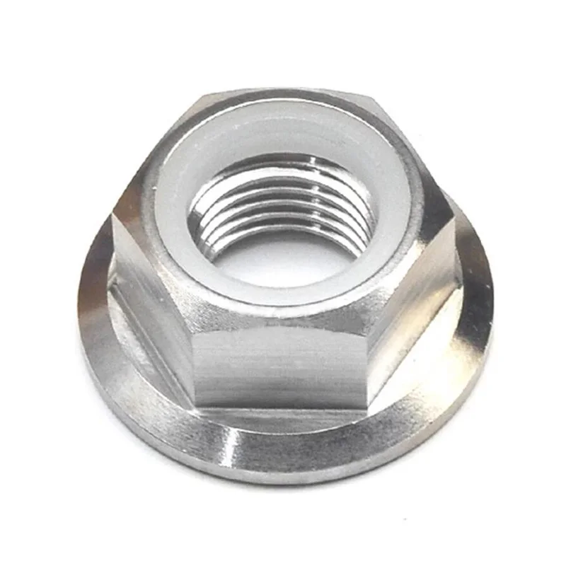 Dado Flangia Esagonale In Titanio Grado 5 Con Inserto Nylon M5 M6 M7 M8 M10 M12 M14
