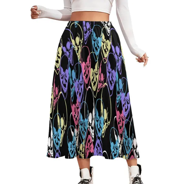 Realistic Skull Skirt Cool Skeleton Print Cute Boho Skirts