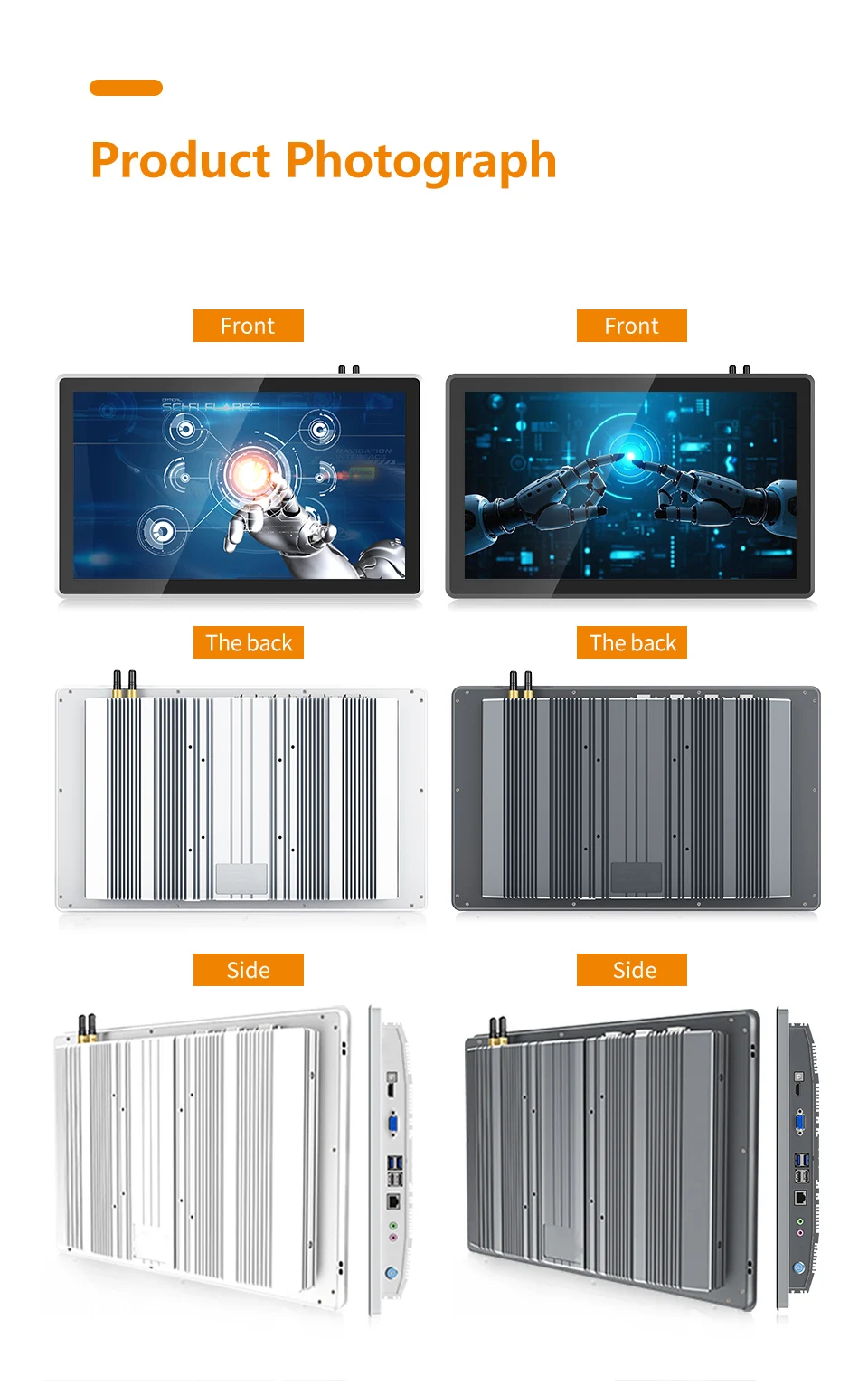 13.3 Inch Embedded Panel PC All in One Capacitive Touch PC Win OS RS232 RJ45 Scr