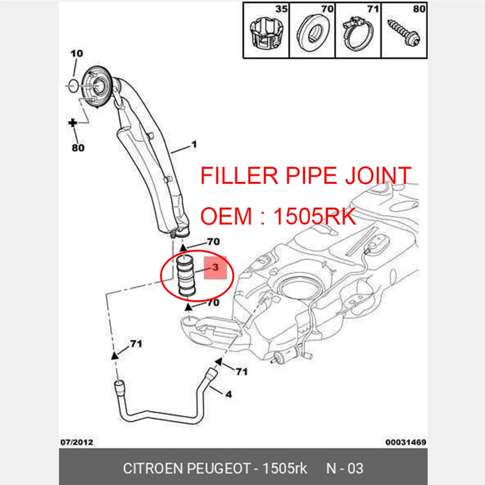 1505RK Adapté Pour Peugeot 206 207 206cc 207CC Connecteur De Tuyau De