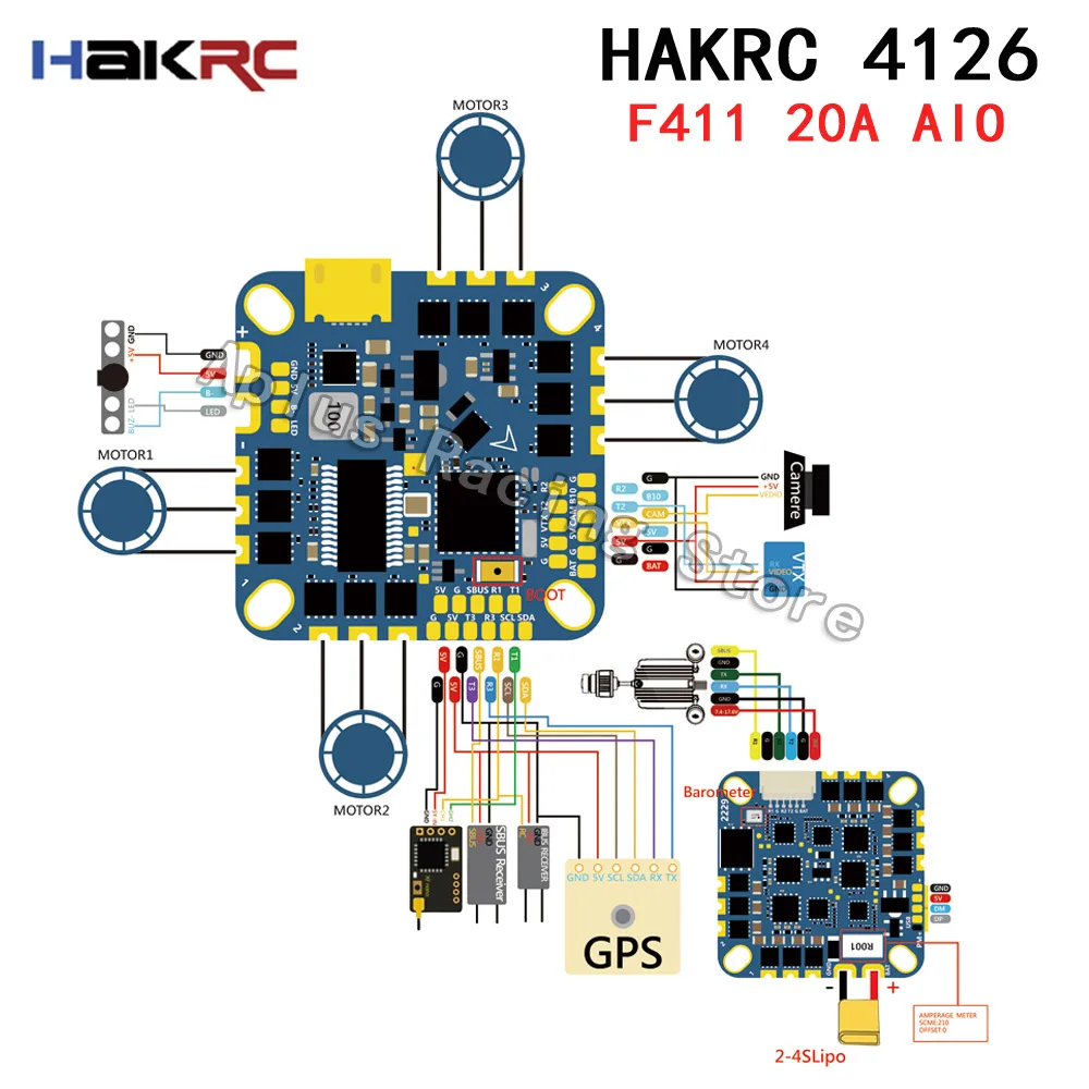 HAKRC F4126 F411 AIO Flight Controller ICM42688 BLHELI_S 20A/35A ESC ใน