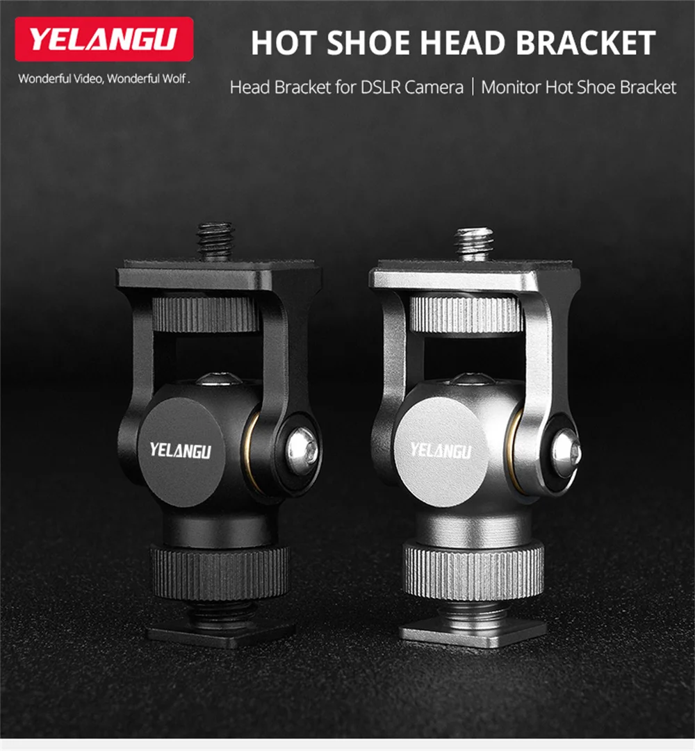 YELANGU Mini SLR Camera Gimbal Fixing Bracket Rotated Monitor Hot Shoe Stabilizer Bracket for Mobile Phone Load-Bearing 3KG