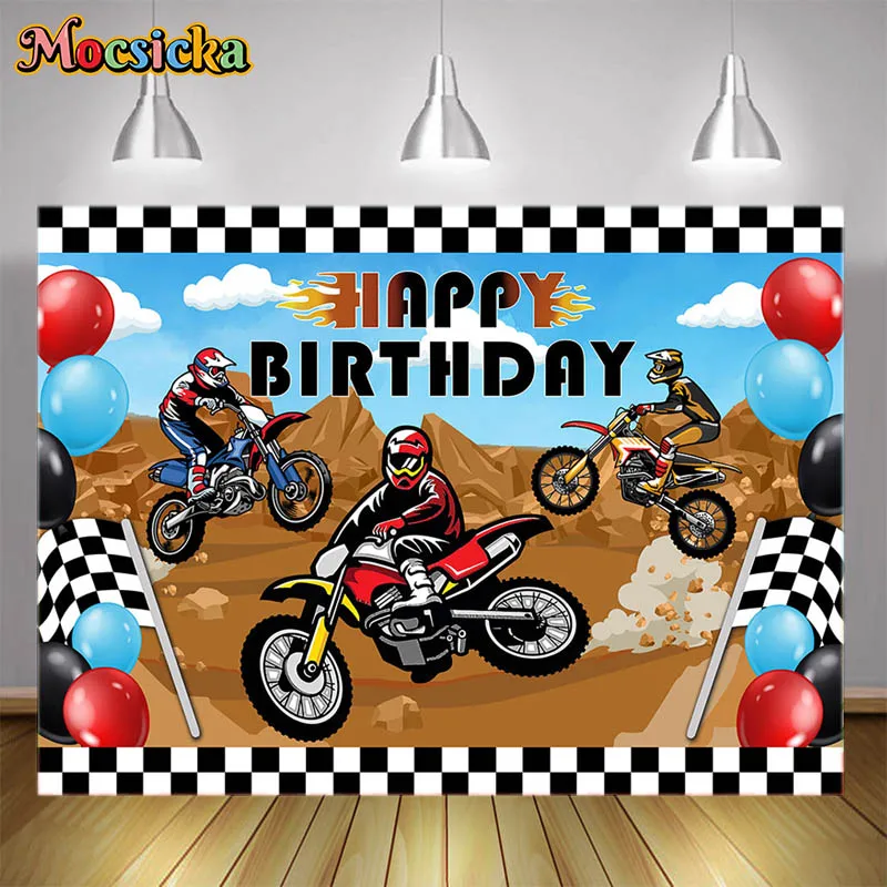 

Mocsicka фотография Фон дети Новорожденные день рождения фон Гонки Мотокросс гоночный мотоцикл гонка украшение фотозона