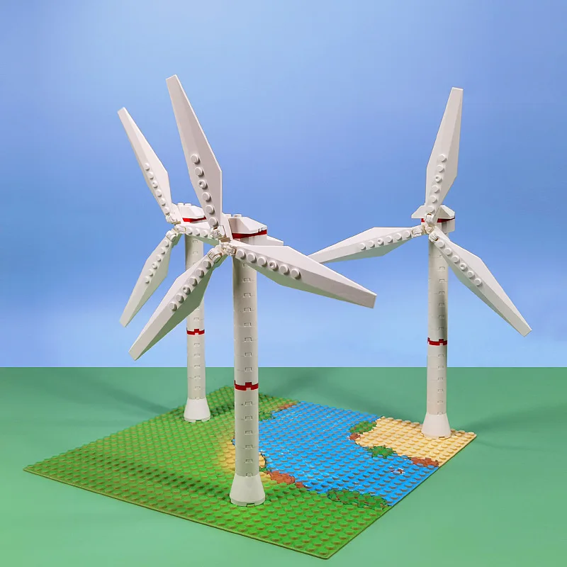 Puzzle Electric Windmill Landscape Decoration Building Block Small Particle Assembly MOC Model DIY Building Block Children\'s Toy