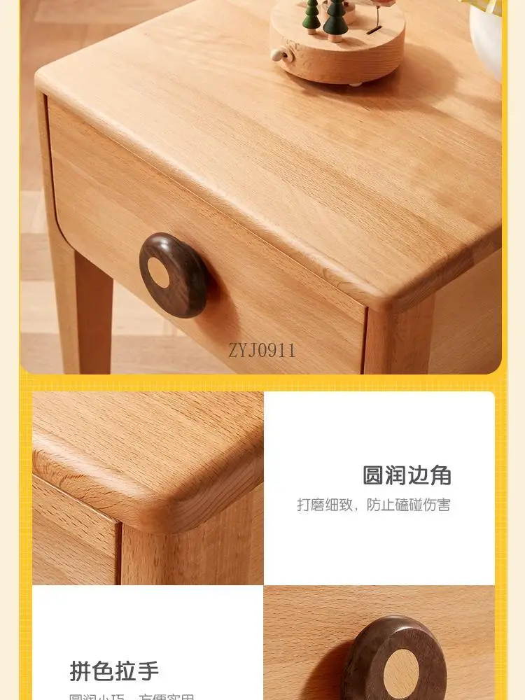Nordic mini small children's bedside table solid wood feet bedside storage cabinet furniture