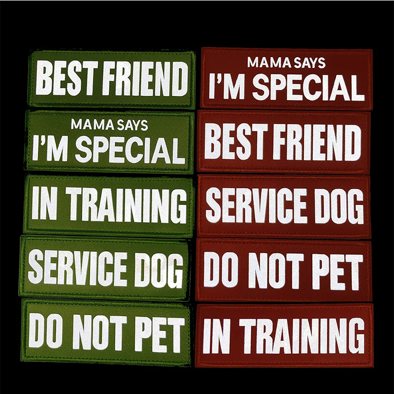 1PC Glow in the Dark Dog Harness Patch Reflective Luminous SERVICE DOG IN  TRAINING Hook Loop Patches