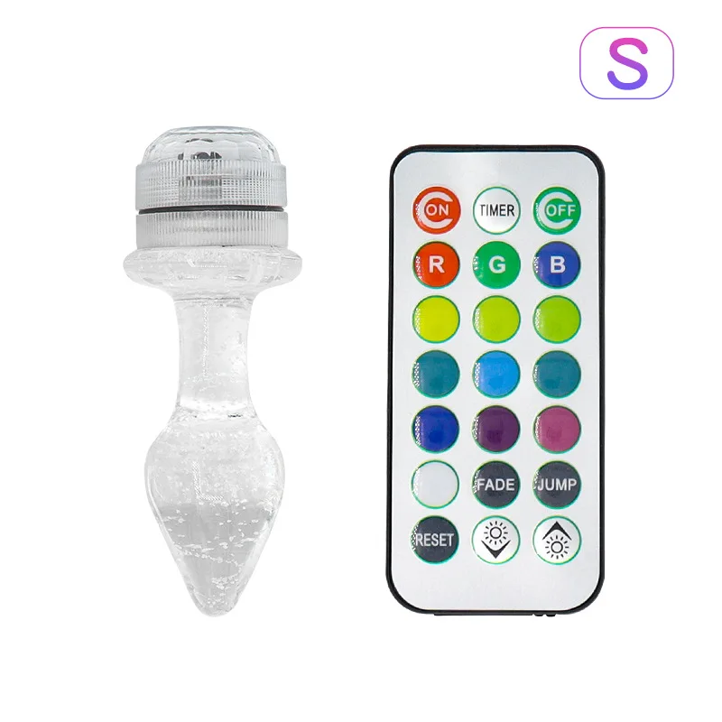 Anal Plug Vibrator Luminous Glass Anal Plug Remote Control Color Changing Male Female Dilator Adult Sex Toy LED Light