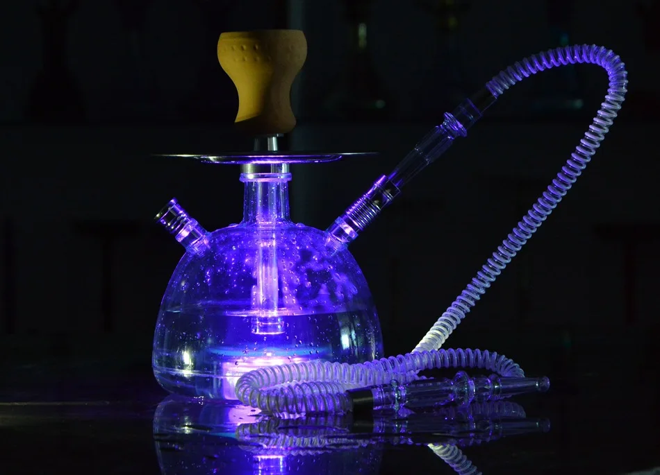Acrylic LED Shisha Hookah Set with Ceramic Bowl and Metal Tongs Bongs in Australian