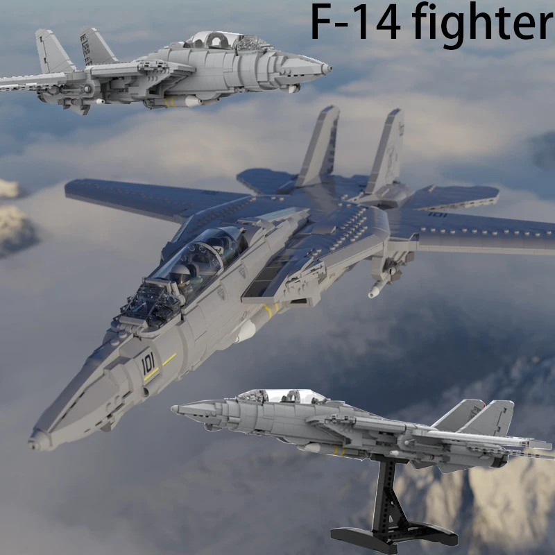 

MOC City SWAT F-14 Stealth Fighter Building Blocks Army Utility Plane Soldier Vehicle Mini Model Bricks Toys Kids Gifts