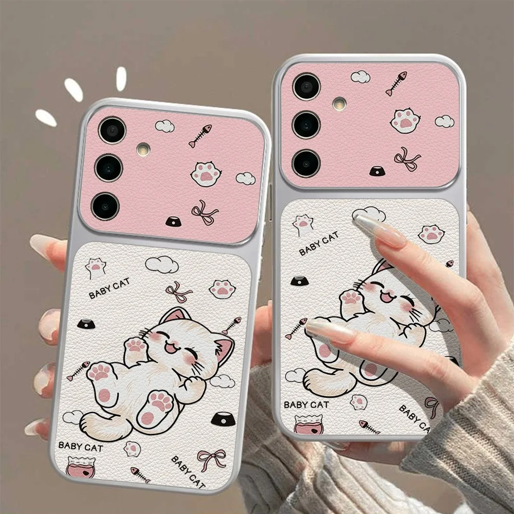 Cute Cartoon Pink Paw Polka Dots Cat Phone Case Cover