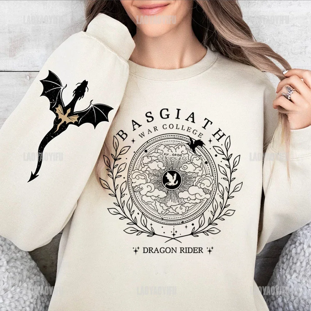 

Basgiath War College Double-side Sweatshirt Fourth Wing Graphic Tee Fly or Die Shirt Vintage Pullover Bookish Hoodie Sweatshirt