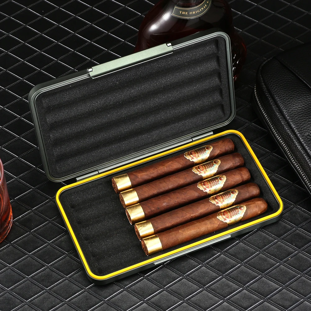 Luxury Cigar Case Cigar Humidor Box 5 Cigar Case Storage Tool