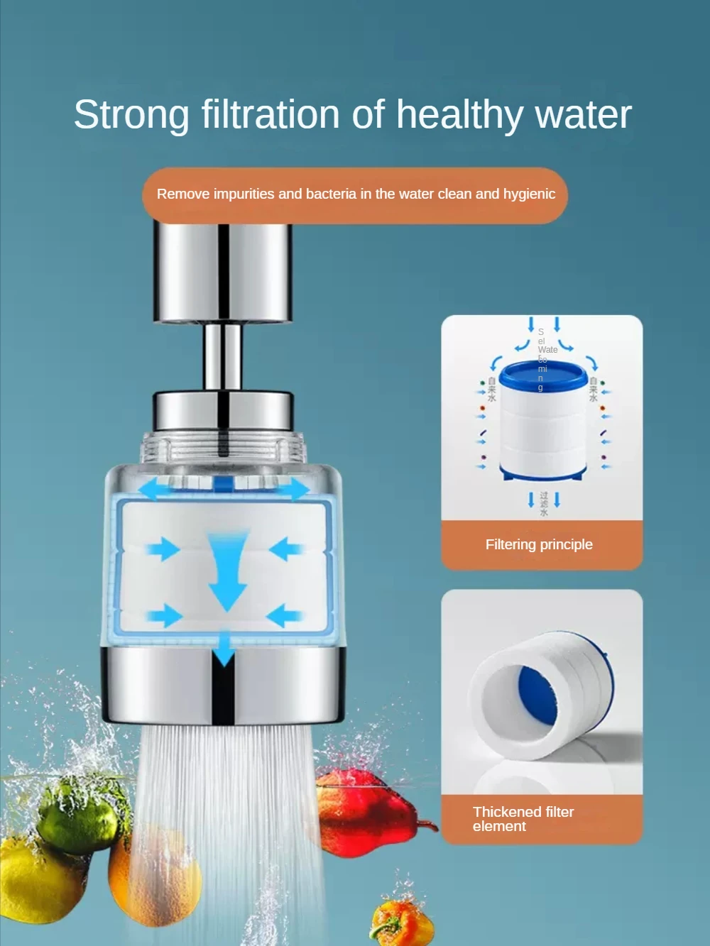 Water Purification Equipment Kitchen Faucet Filter Splash-Proof Pressure Increasing Sprinkler Universal Interface Water Purifier stainless steel faucet hole cover sink hole cover decoration sealing cover sink accessories kitchen basin leak proof rust proof