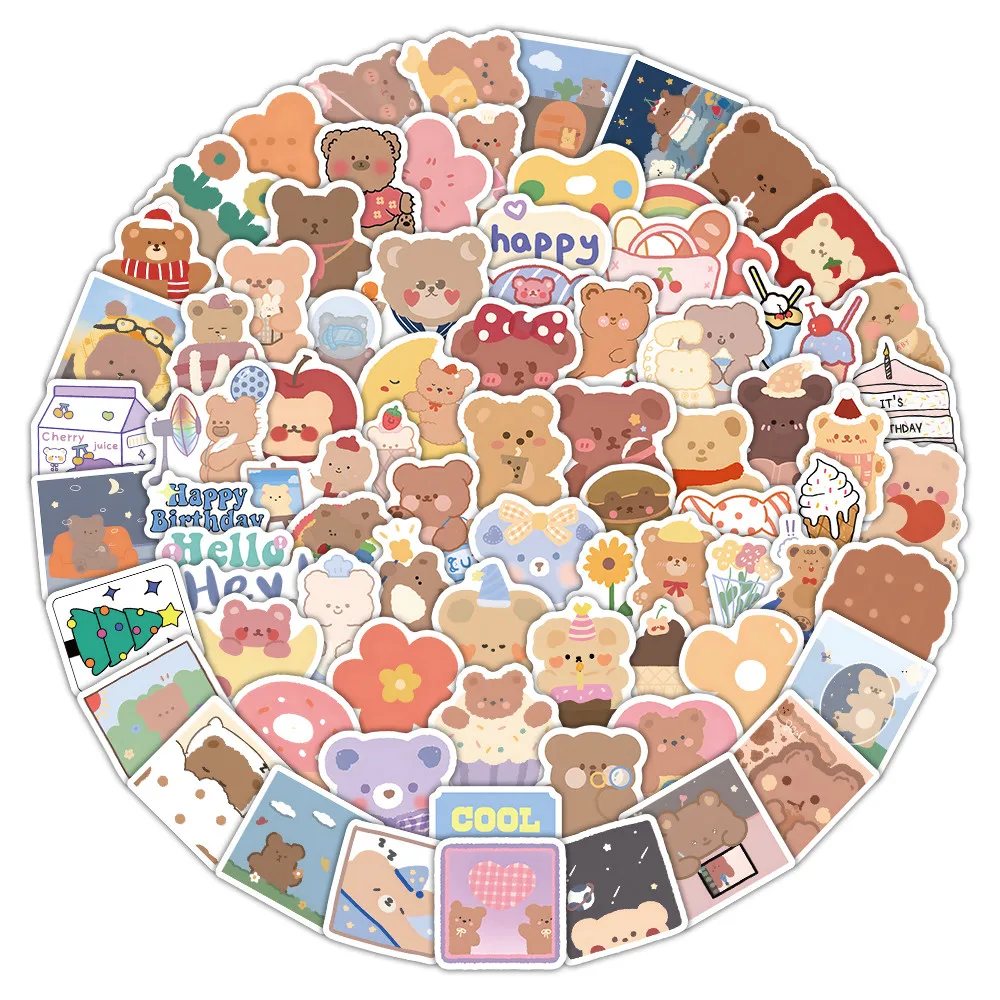 102개 한국식 곰 스티커 - 노트북, 휴대폰 케이스 및 DIY 장 귀여운 카와이 데칼 AnimeWorlds Store