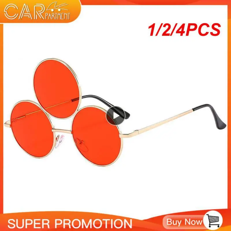 

1/2/4PCS New 2022 Sunglasses Third Lenses 3 Eyes Round Metal Vintage Sun Glasses For Women Men Fashion Eyewear Shades UV400