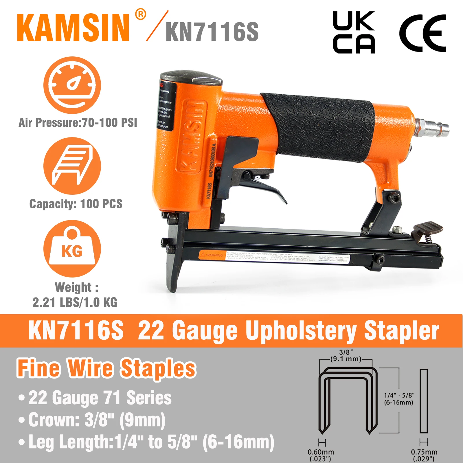 Fabric Furniture Stapler Woodpecker N7116 Pneumatic Staple Gun - 22 Gauge Upholstery Stapler For Fabric & Furniture Projects Woodpecker N7116 Pneumatic Upholstery Stapler - View #5