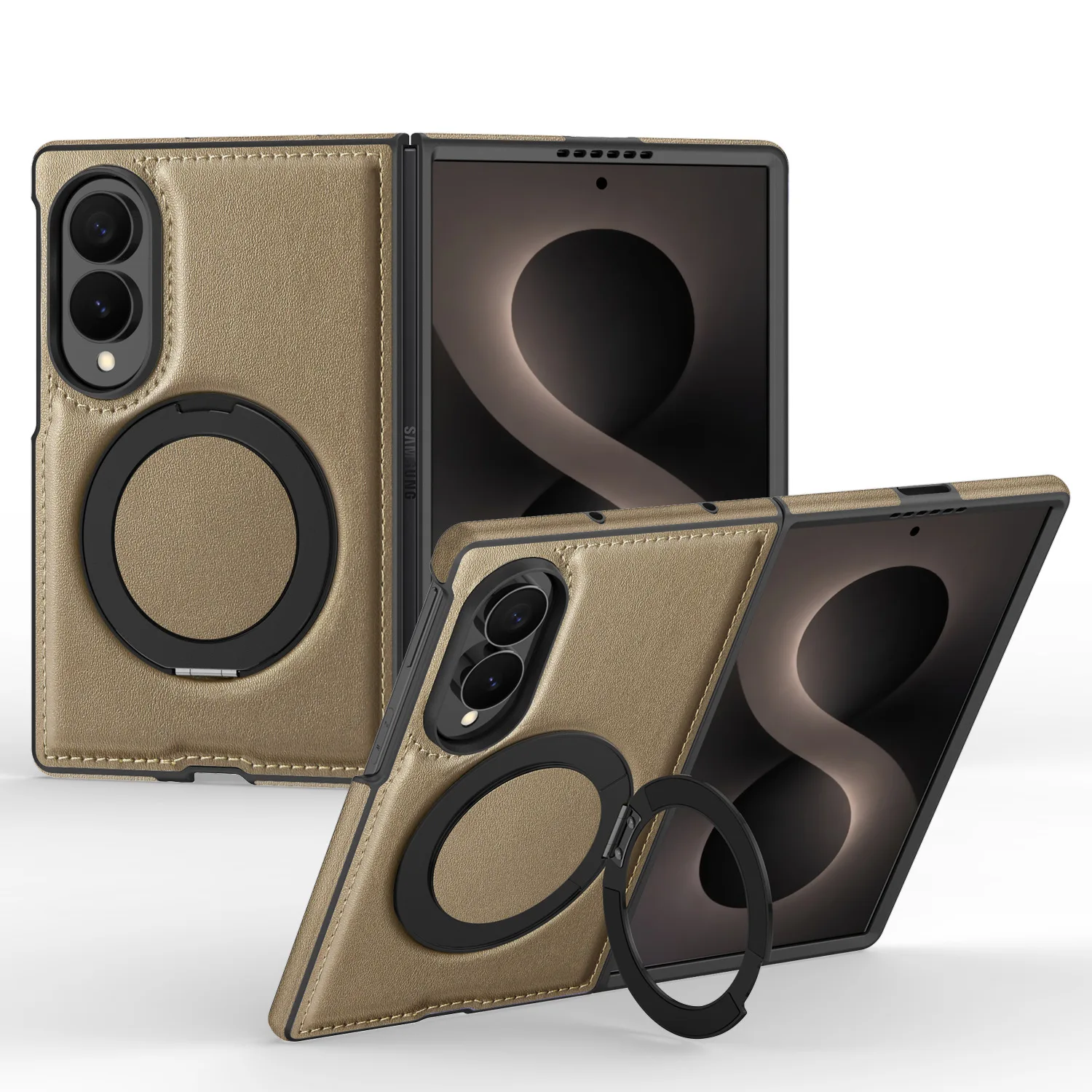 Luxury Leather Texture Rotating Bracket Case with Magnetic Charging Cover
