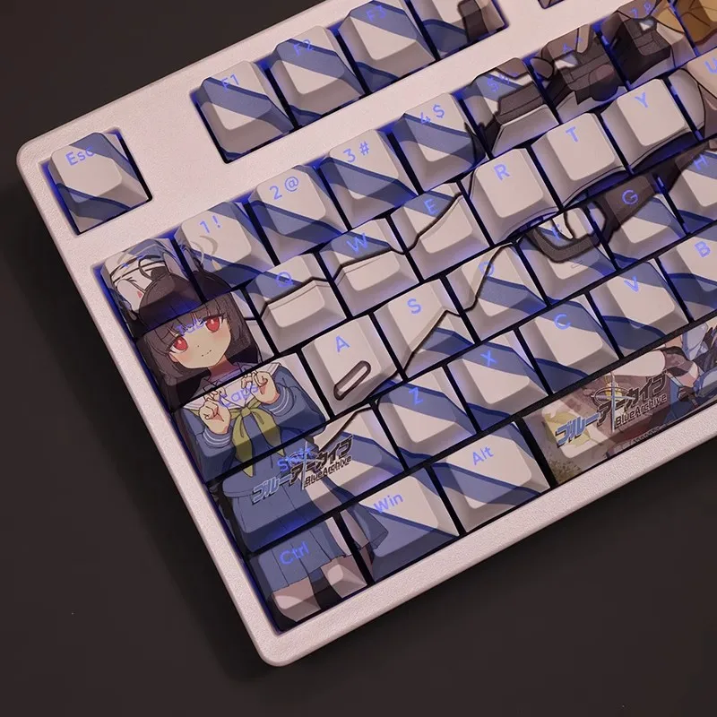 Teclado Retroiluminado Pbt Keycaps Anime Gaming Key Caps Azul Arquivo Kasumizawa Miyu Keycap Ansi 61 87 104 108 Conjunto de Chaves - Imagem 4