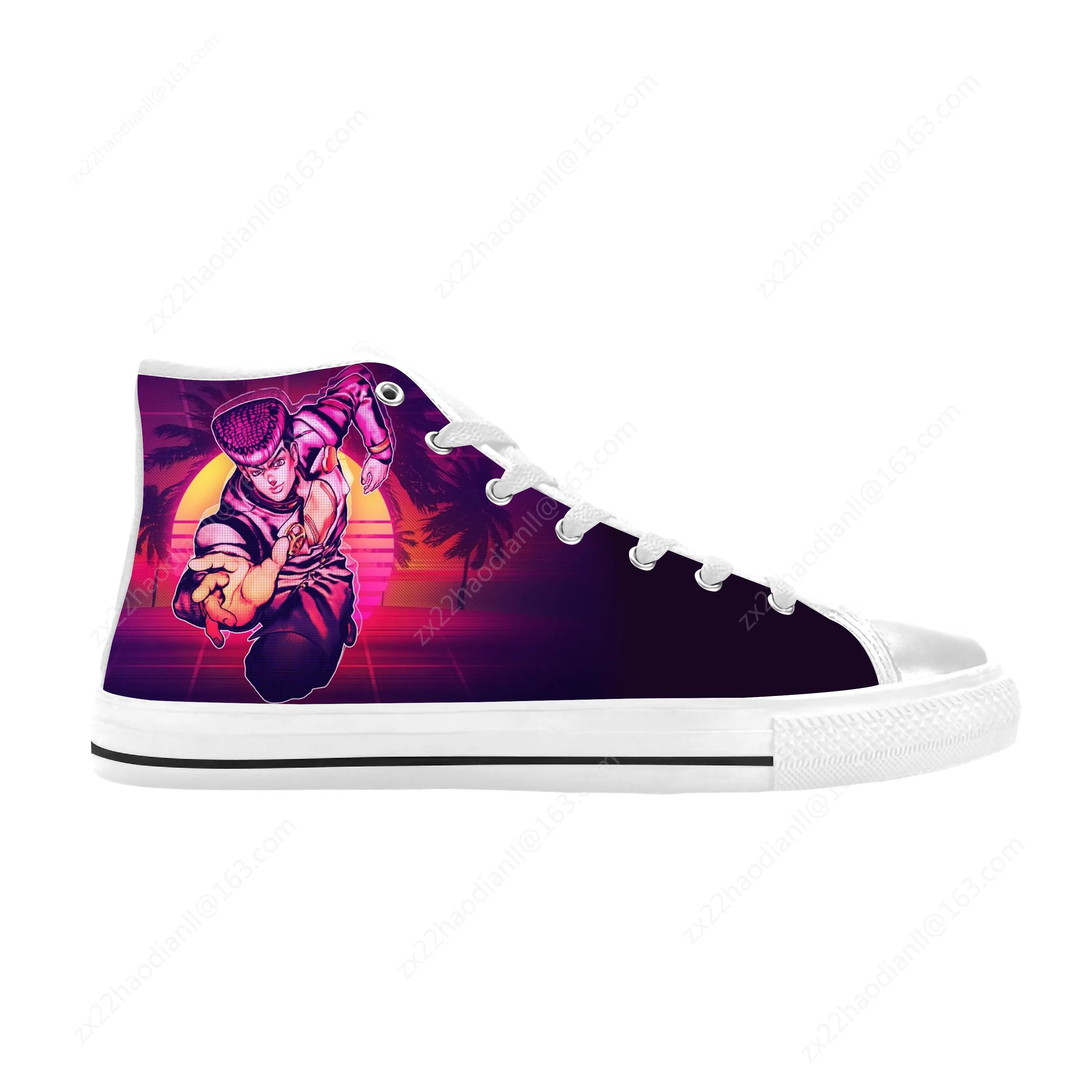 Anime Jojo Bizarre Adventure Higashikata Josuke Casual Cloth Shoes High Top Comfortable Breathable 3D Print Men Women Sneakers
