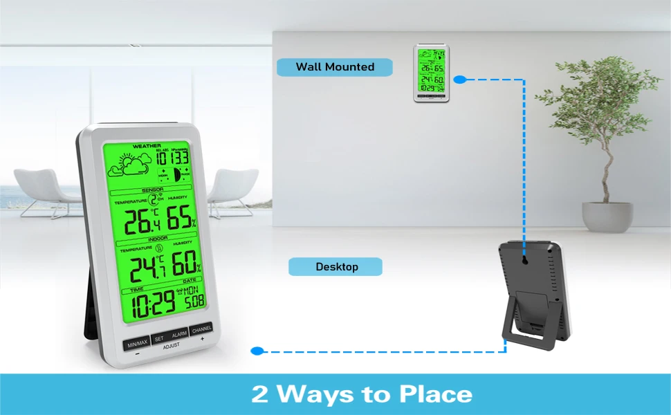 Weather Station Wireless In/Outdoor Thermometer Digital Temperature and Humidity