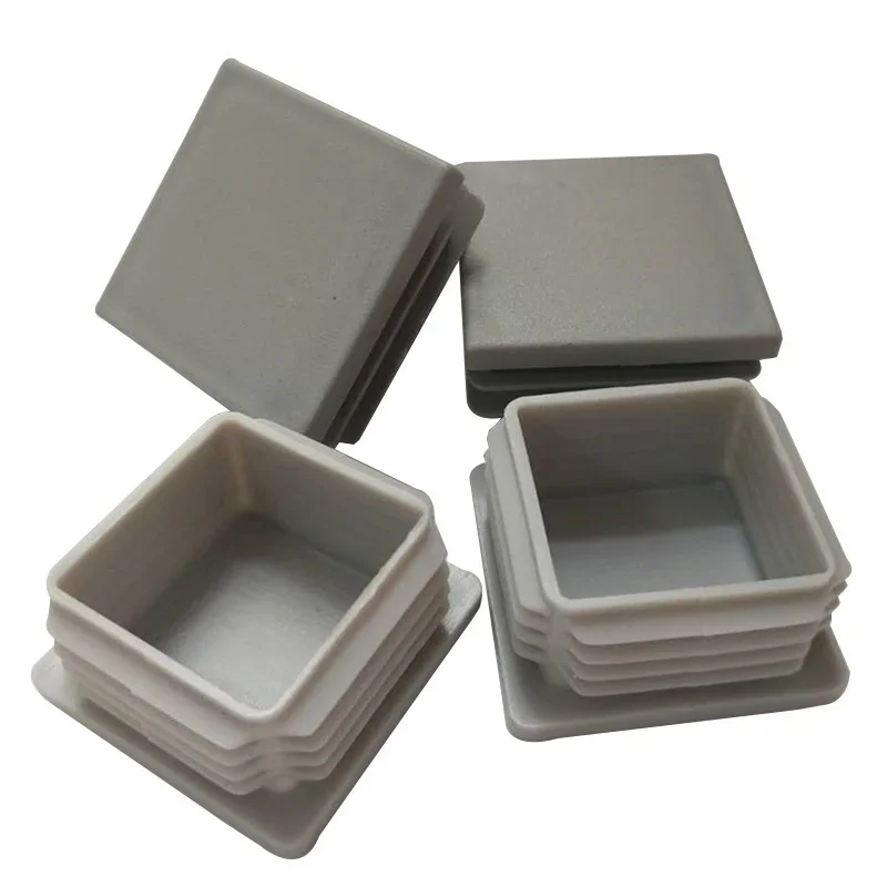 4pcs Gray Plastic inner plug Dust cover square Steel tube Pipe Blanking End Cap Bung For Furniture chair table Leg Protector