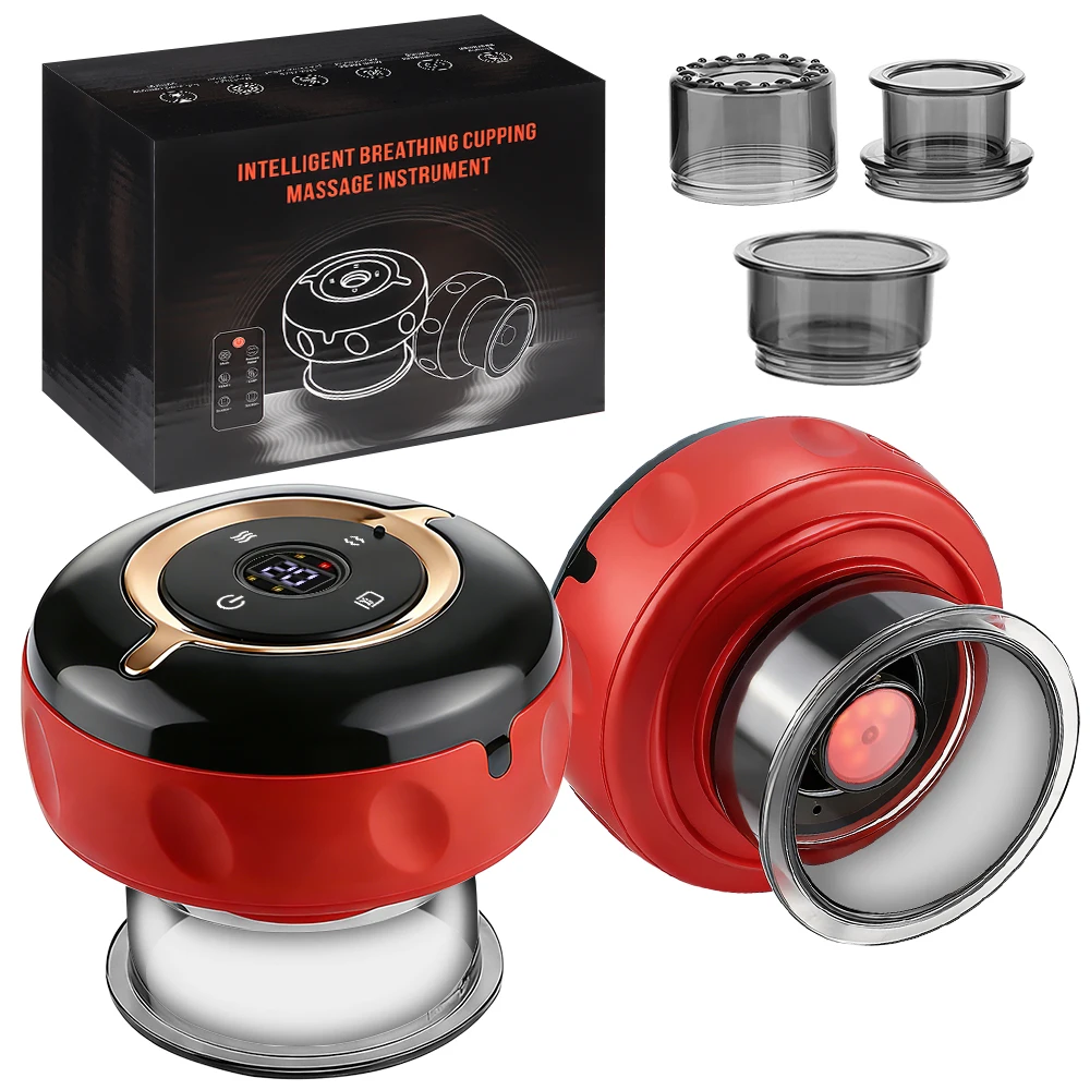 12個の電気加熱式背中マッサージ器、カッピング真空マッサージ、ベントソサ、理学療法、アンチセルライト、リモコン付き、デジタルスクリーン搭載