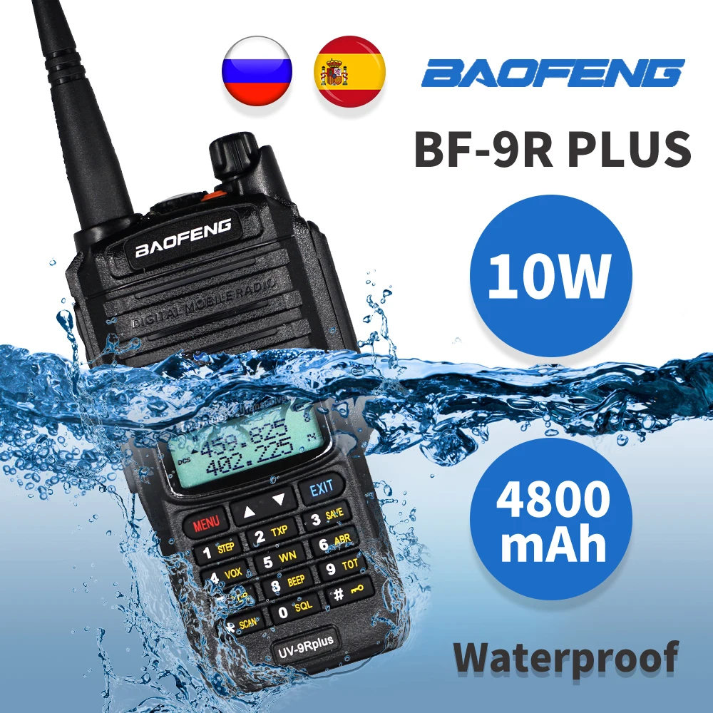 

Real 10W High Power Baofeng UV-9R Plus Waterproof Walkie Talkie 4800mAh Li-ion Battery Dual Band VHF UHF Two Way Radio uv9r plus