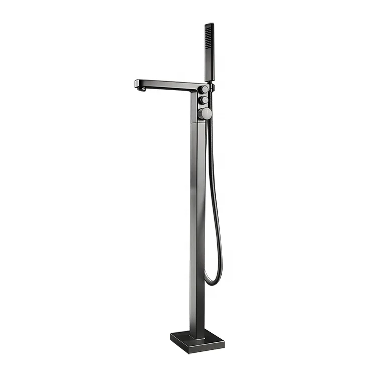 

Metal Black Square Brass Finish Freestanding Bathtub Faucet Mixer