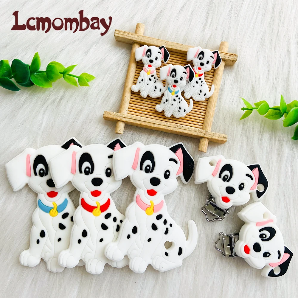 1/3/10Pc Dalmatians baby silicone beads teether clip cartoon animal tooth care pendant DIY pacifier chain accessories baby toys 5