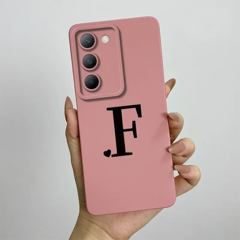 Cute Initial Letters Square Silicone Shockproof Back Cover Case